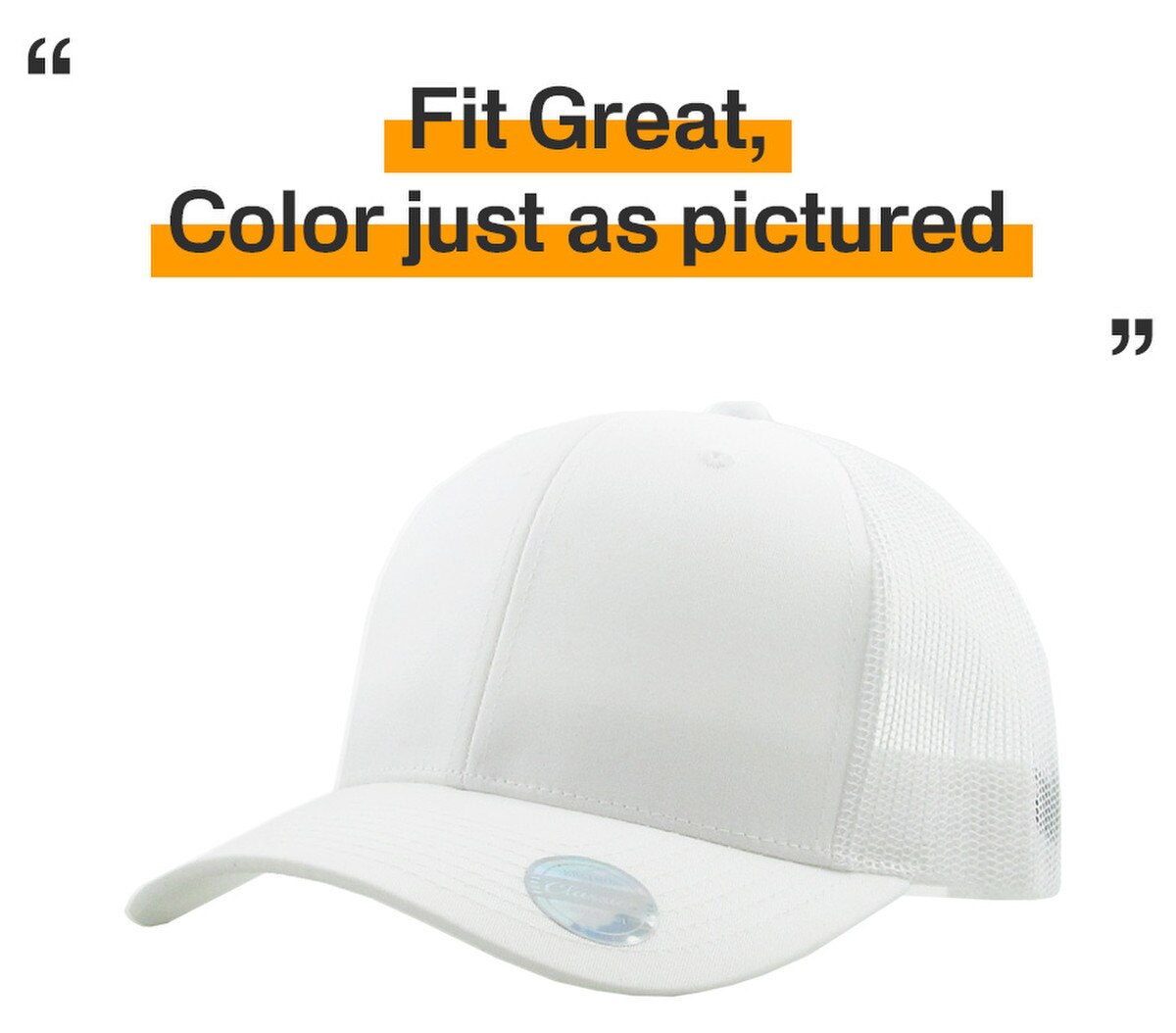 White Classic 6 Panel Trucker Mesh Snapback Side View Fit Great